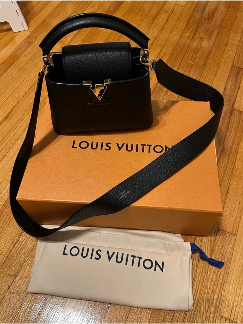 Louis Vuitton Black Mini Capucines Top-Handle Satchel with Gold Hardware